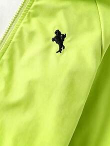 SHEIN Genkimix Kids 1件男童休閒極簡街頭連帽長袖外套，時尚休閒設計，適合夏季穿著，適合4-7歲男孩日常穿著，適用於運動、外出、學校及開學季 - 綠色 - 查看 6