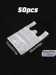 A Set Of 50 White Transparent Plastic Bags, Breakfast Bags, Disposable Food Packaging Bags, Supermarket Grocery Plastic Bags Suitable For Daily Use - transparent - View 11