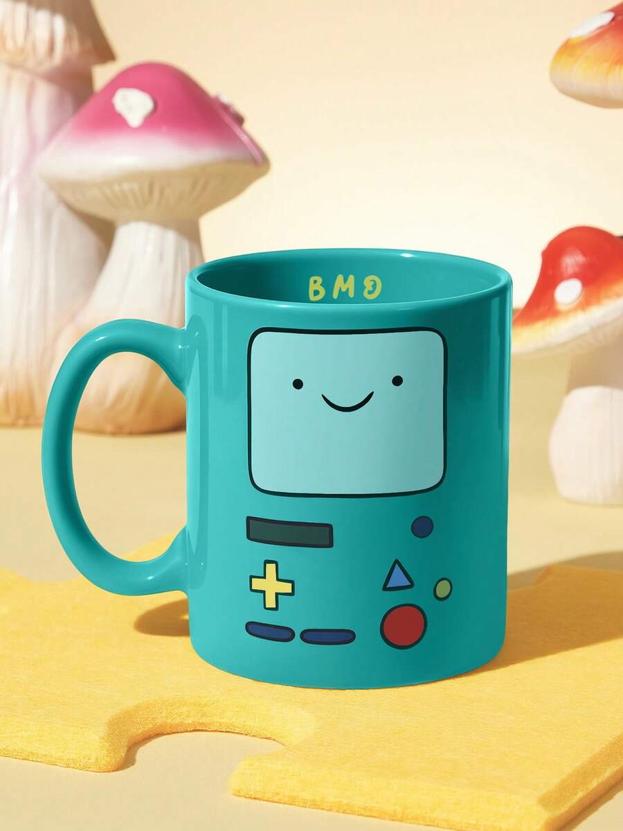 ADVENTURE TIME X SHEIN 1個 10.14oz/300ml 卡通圖案印花陶瓷馬克杯,適用於盛裝水、牛奶、果汁、咖啡、茶,BMO、JAKE、FINN、LUMPY SPACE、冒險時間 - 綠色 - 查看 1