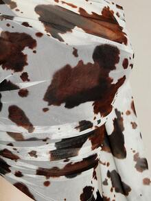 SHEIN ICON 女款大尺碼紮染印花兩件式上衣 - 棕色 - 查看 9