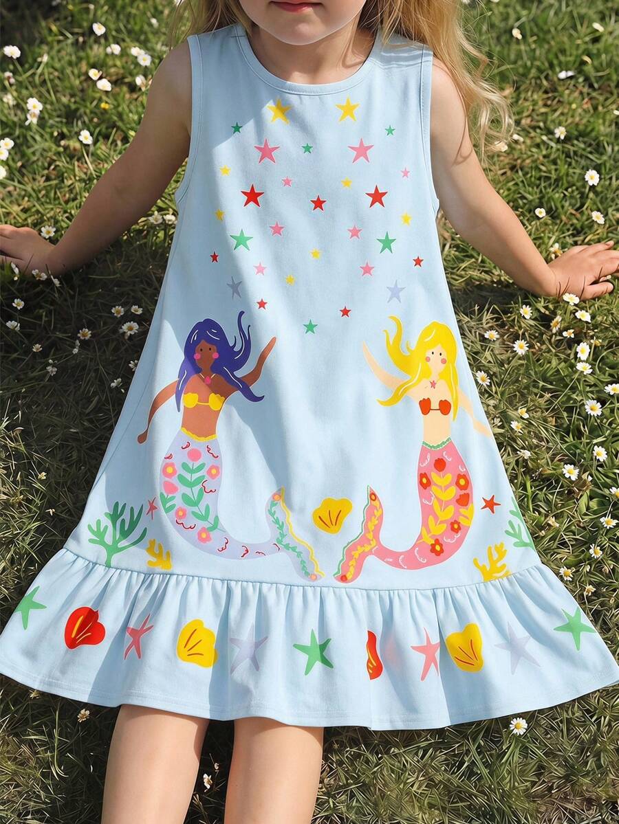 Emery Rose Kids Emery Rose Kids 女童卡通印花圓領無袖洋裝 - 彩色 - 查看 1