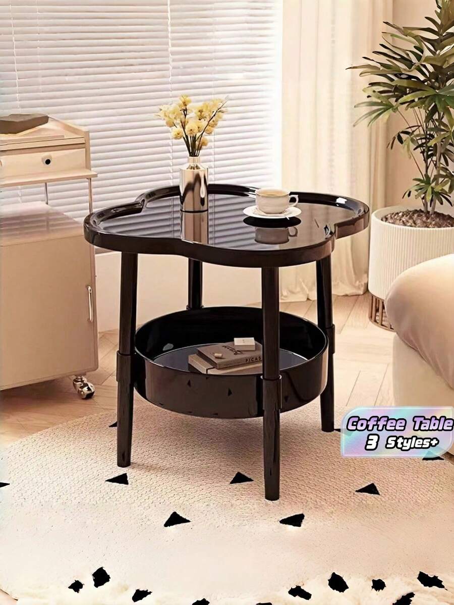 1 Piece Creative Side Table Storage Rack Modern Minimalist Beige Coffee Sofa End Table Nightstand Corner Shelf For Living Room Bedroom Balcony Small Space Furniture - Multicolor - View 1