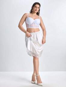 Slumbrini Plus Size Women Lace Bra With Removable Shoulder Strap, Comfortable Non-Slip Underwear - White - View 7