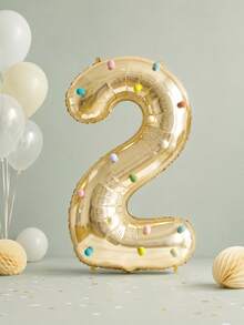 MINKOJA 32 Inch White Gold Number Foil Balloon With Colorful Pom Pom DIY For Birthday Party Decorations, Wedding, BabyShower, Party Supplies(Self-Adhesive Pom-Poms, Random Color) - View 10