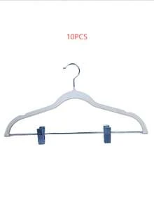 10pcs/5pcs Set New Soft Fabric Clothes Hangers, Home Closet Organizer Hangers, Dual-Use Non-Slip Garment Rack Clips, Suitable For Hanging Shirts, Dresses Or Pants, Space-Saving, Soft Surface Effectively Prevents Slipping And Protects Clothes - Multicolor - View 15