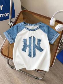 SHEIN Baby Boy Crew Neck Applique Casual Versatile Daily Short Sleeve Top - Multicolor - View 5