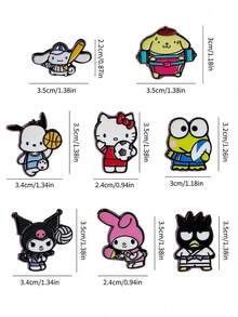 HELLO KITTY AND FRIENDS | Joivida 2件組可愛運動卡通角色金屬徽章套組，適用於衣物與配件，男女皆宜 - 2pcs - 查看 3