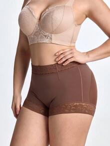 Slumbrini 1pc Plus Size Women Slimming Shaping Leggings, With Anti-Slip Silicone Strips, Tummy Control Butt Lifting Pants, Suitable For Daily Wear - Coffee Brown - View 6