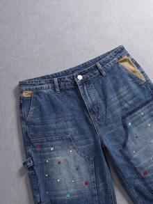 Manfinity Denimwave Men's Gothic Punk Style Denim Bermuda Shorts - Blue - View 3