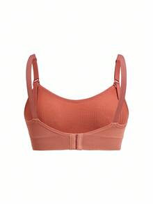 SHEIN Bra Menyusui Tanpa Bantalan, Nyaman, Kasual, dan Warna Polos untuk Ibu Hamil - Coklat - View 4