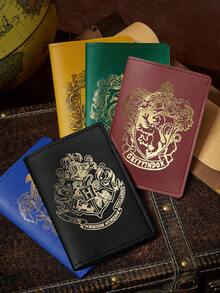 HARRY POTTER X SHEIN 勇氣之屋紋章 PU 皮革護照套，巫師學院獅子徽章護照夾，粉絲旅行配件 - 酒紅色 - 查看 7