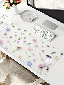 1 PC Extra Large Non Slip Rubber Base Stitched Edges Durable Smooth Surface Pastel Floral Gaming Desk Pad For Women Office Gaming Setup Gift For Her Spring Summer Large Desk Mat Cute Mouse Pad Aesthetic Desk Accessories - multicolor - View 2