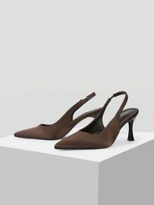 Mnmlis Women's Fashion Pointed Toe Slingback High Heel Pumps, Versatile Commute & Date First Choice - Coffee Brown - View 3