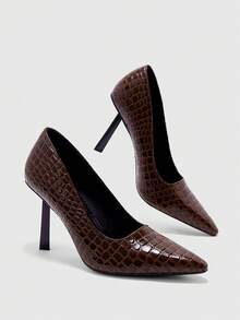 CUCCOO BIZCHIC High Heels Women's New Summer Soft Leather Pointed Thin Heel Low Vamp Commuting Etiquette Professional Shoes - Coffee Brown - View 10