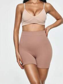 SHAPORA 1 Stück Hohe Taille Shaping-Shorts mit Bauchkontrolle, Po-Lifting, Anti-Roll-Effekt, nahtlos gerippt und Anti-Exposure - Mokka-Braun - Übersicht 6
