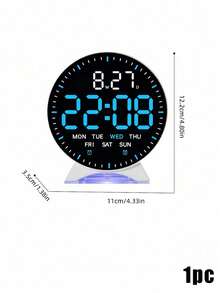 Reloj despertador digital LED redondo con luz nocturna RGB, doble alarma, pantalla de fecha y semana, brillo ajustable, reloj de escritorio moderno para dormitorio, oficina y decoración del hogar - Multicolor - Ver 17