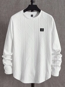 Manfinity RebelGame Men's Casual Versatile Letter Print Solid Color Long Sleeve T-Shirt - White - View 5