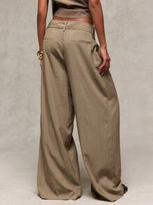 Normani Women's Solid Color Pleated Casual Versatile Everyday Long Pants - Khaki - View 2