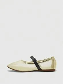CUCCOO BIZCHIC Buckle Simple And Generous Fashion Versatile Casual Walking Workplace Commuter Women Flat Shoes - Gold. - View 9