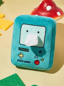 ADVENTURE TIME X SHEIN 1個裝毛絨卡通刺繡面紙盒，可愛3D設計，精緻刺繡，適用於居家、車內、辦公室，適合多種面紙尺寸 - 軍綠色 - 查看 1