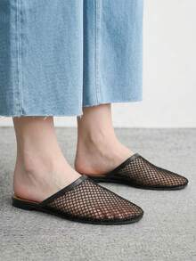 CUCCOO BIZCHIC Pantofole da donna con punta chiusa, fondo piatto, in rete intrecciata traforata, eleganti, adatte per il pendolarismo - nero - Visualizzare 1