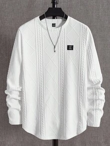 Manfinity RebelGame Men's Casual Versatile Letter Print Solid Color Long Sleeve T-Shirt - White - View 1