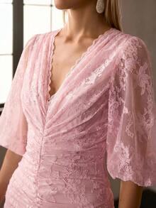 MOTF Soiréza SPRING/SUMMER WOMEN'S LACE TIERED DRESS, ROMANTIC LONG COCKTAIL GOWN - Multicolor - View 2