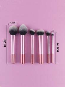 6PCS Pink Multi Functional Makeup Brush Set For Blush Powder Eyeshadow Contouring Concealing Makeup Tools Gift For Beginners Professionals - Pink - View 6