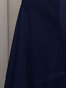 Slaydiva Plus Size Summer Casual Solid Color Knit Top - Navy Blue - View 9