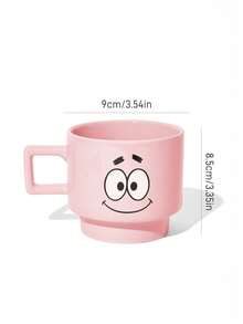 SpongeBob SquarePants | SHEIN 1 Buah Mug Bergambar Kartun, Kapasitas 12,68oz/375ml, Dapat Ditumpuk, Tahan Dingin dan Panas, Dapat Digunakan di Oven Microwave dan Mesin Pencuci Piring, Cocok untuk Air, Susu, Jus, dan Kopi - Berwarna merah muda - View 7