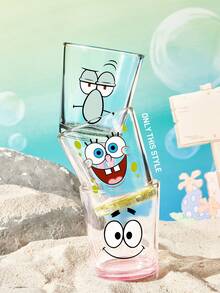 SpongeBob SquarePants | SHEIN 1個340ml彩色蘇打石灰玻璃杯，冷水杯，適用於冷水、果汁、飲料、氣泡水、調酒等 - 無色 - 查看 2