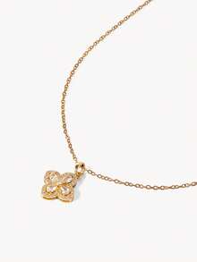 Opalesca 1 Set Stainless Steel Necklace & Earring Jewelry Set, Luxury Rhinestone Classic Versatile Personalized Party Earrings & Necklace Gift, No Gift Box - Gold - View 5