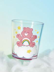 SHEIN X Care Bears 1個彩色卡通熊印花 11.50oz/340ml 玻璃杯，噴色蘇打石灰玻璃隨手杯，適用於水、果汁與調酒 - 無色 - 查看 1