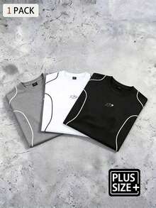 Sport MetroGents Men's Plus Size Colorblock Trim Short Sleeve T-Shirt - Black - View 3