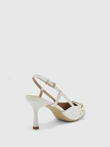 CUCCOO BIZCHIC Off-White 女款尖頭細高跟扣帶高跟鞋 時尚性感 四季通勤日常百搭簡約女鞋 - 奶白色 - 查看 8