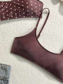 Swim Mod Top de bikini de 2 piezas con tirantes finos y estampado aleatorio para mujer, primavera/verano - Multicolor - Ver 4