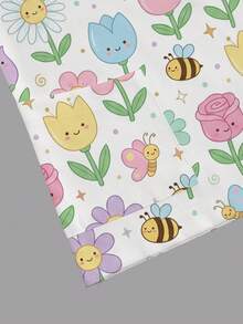 PopScrub 女款白色V領短袖雙口袋可愛卡通圖案、可愛小花印花護理師醫生工作服上衣，健康檢查手術刷洗服，寵物美容工作服上衣，營養師工作服短袖，實驗室工作服，多口袋功能性工作服，功能性女款休閒服，可愛 - 白色 - 查看 4