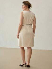 MOTF PREMIUM PLUS SIZE WOMEN'S ELEGANT COMMUTER DRESS - Beige - View 4