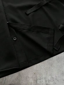 AXEPEAK 男士休閒百搭純色長袖襯衫 - 黑色 - 查看 6