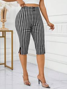 SHEIN Lady 女款格紋高腰休閒百搭日常穿著緊身內搭短褲 - 彩色 - 查看 3