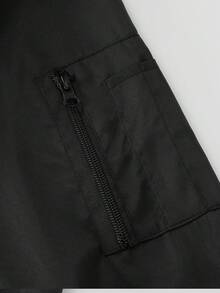 Manfinity Homme 男士大尺碼純色長袖拉鍊休閒夾克 - 黑色 - 查看 6