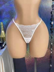 MidnightGlam 女款性感珍珠鍊露背內褲 - 白色 - 查看 2