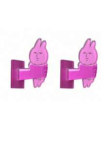 Joivida 1/2 Cute Pink Rabbit Hook, Cartoon Wall Mounted Storage Hook, Refrigerator Decoration, Suitable For Kitchen, Bathroom, Bedroom And Door, Suitable For Backpacks, Keys, Towels, Headbands, Toiletries And Household Items. - Multicolor - View 11