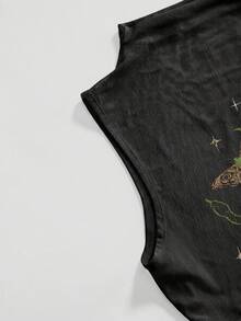 ROMWE Gothic Dark Skull Sexy Mesh Women's Top - Black - View 4