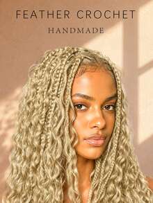 Boho Braids Miracle Knots Crochet Human Hair In 100% Remy Feather Line Crochet Hair Braids Salon Silky Seamless Invisible Solid Color 613 Honer Blone Feather Crochet Human Hair Braiding Micro Pre Looped Deep Wave Human Hair - S613 - View 4
