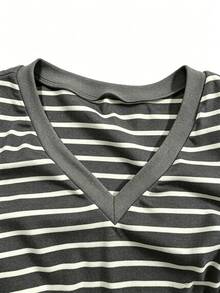 SHEIN Franclia Elegant Sexy Casual Bodysuit Vacation Grey V-Neck Design Summer Daily Going Out Night Out Club Night - Dark Grey - View 3