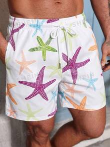 Manfinity Swimmode Men's Starfish Print Beach Shorts Holiday / Vacation / Beach / Hawaii / Tropical / Swim /  Bathing - Multicolor - View 1