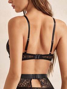 Charlaine French Sexy Eyelash Lace Bra, Women's Lingerie For Daily Wear And Parties, Single Piece - Black - View 2