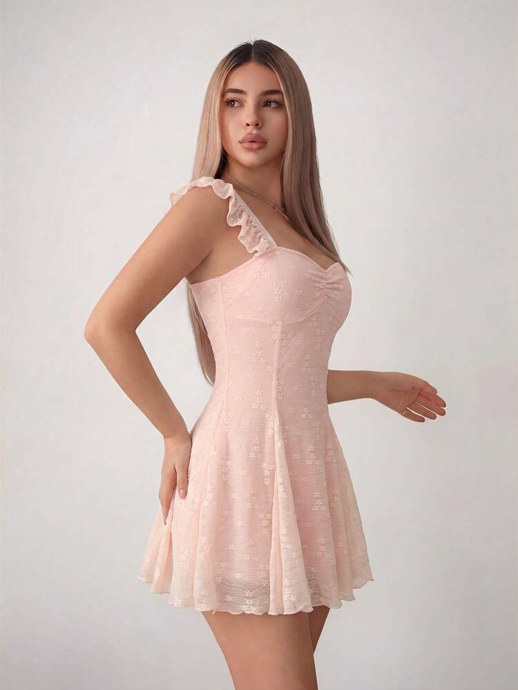 Sweetina فستان ميني صيفي أنيق للنساء بلون موحد مع حمالات سباغيتي وظهر مكشوف وتصميم متقاطع - وردي فاتح - مشاهدة 5