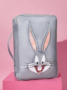 LOONEY TUNES X SHEIN 卡通旅行收納袋 適用於學生/成人，衣物/化妝品收納袋，3款可選，單件/套組販售，附拉鍊與提把 - 黃黑灰 - 查看 4